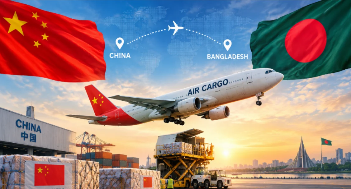 Air cargo aircraft and shipment route connecting China and Bangladesh
